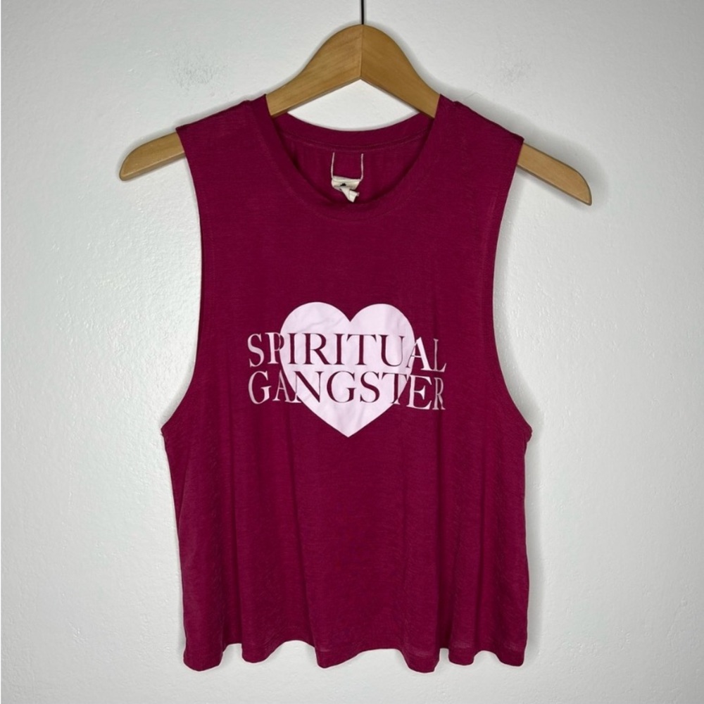 Spiritual Garnet Raspberry Heart Logo Copped Tank Top - Picture 5 of 11